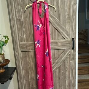 Chic Backless Pink Floral Dress